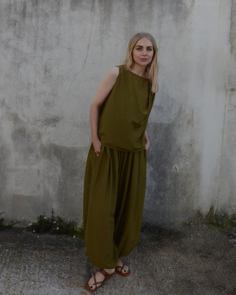 Black Crane Silk Mix Balloon Trousers