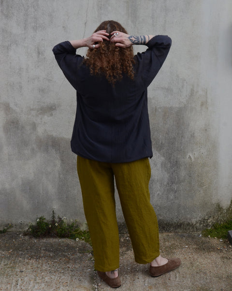 Black Crane Silk Mix Oversized Top | Black