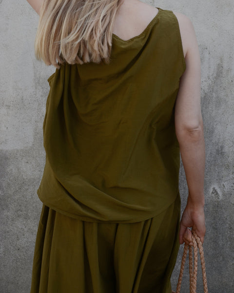 Black Crane Silk Mix Twist Camisole Top