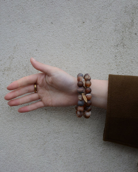 Brown Agate Large Bead Bracelet