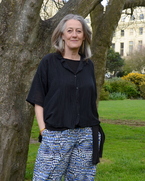 Crossley Cotton Silk Voile Shirt | Black