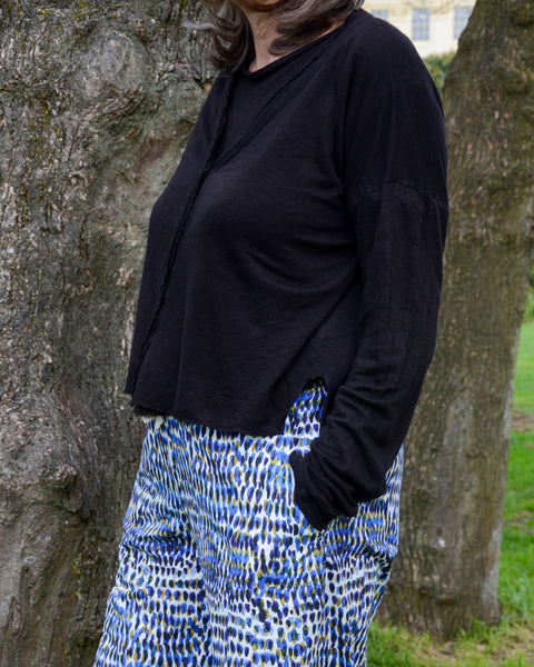 Crossley Linen Jersey Cardigan | Black