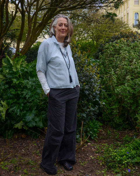 Crossley Wide Cotton Trousers | Black