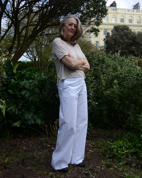 Crossley Wide Cotton Trousers | White