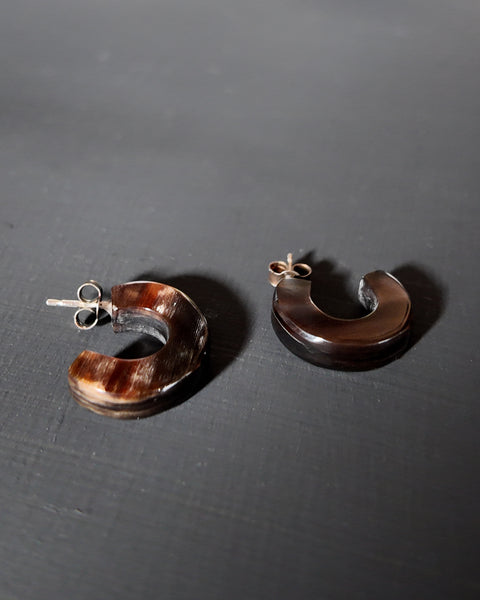 Chunky Horn Hoop Earrings | Dark