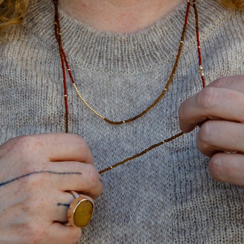 Set of Two Brown Necklaces by Lisa Love x Woven Store