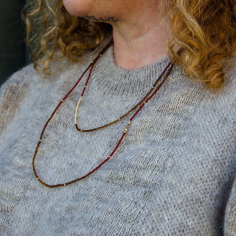 Set of Two Brown Necklaces by Lisa Love x Woven Store