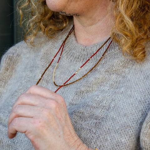 Set of Two Brown Necklaces by Lisa Love x Woven Store