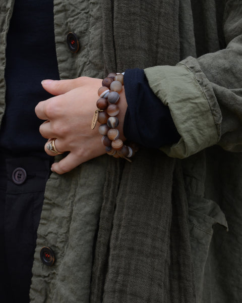 Brown Agate Large Bead Bracelet