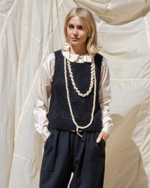 Sula Black Handknit Vest
