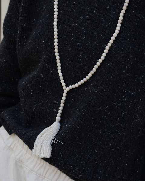 Cream Fossil Stone Tassel Necklace