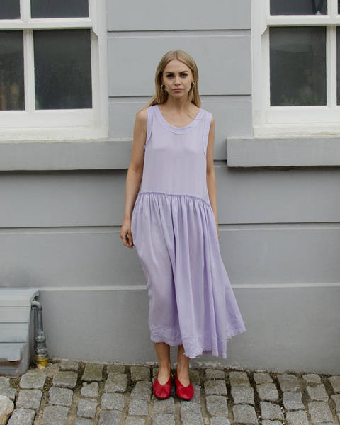 Frida Zazou Sleeveless Washed Silk Dress | Lilac