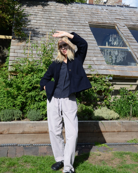 Crossley Pale Lilac Velvet Barrel Leg Trousers