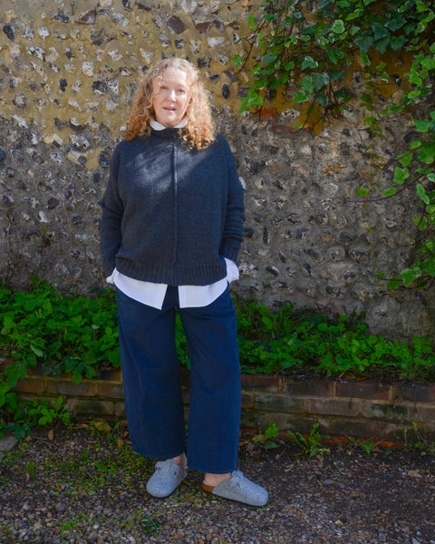 Aequamente Navy Heavy Cotton Shaped Pants