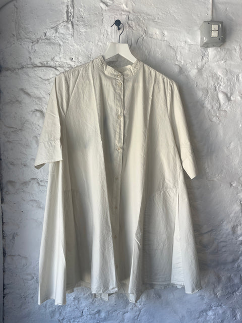 Aequamente archive sale fine cotton short dress | chalk