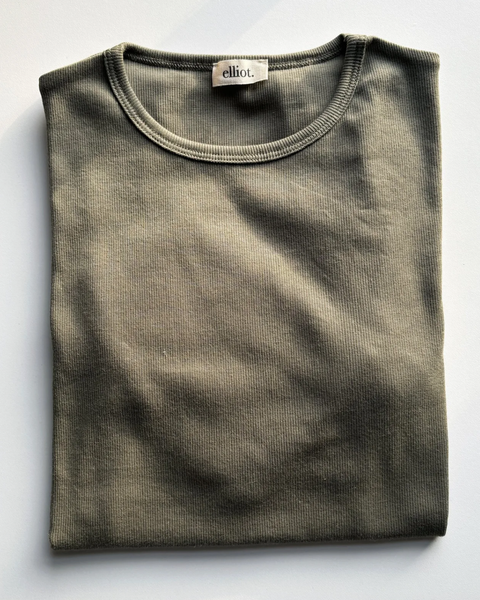 Elliot Organics Khaki Ribbed Long Sleeve Top