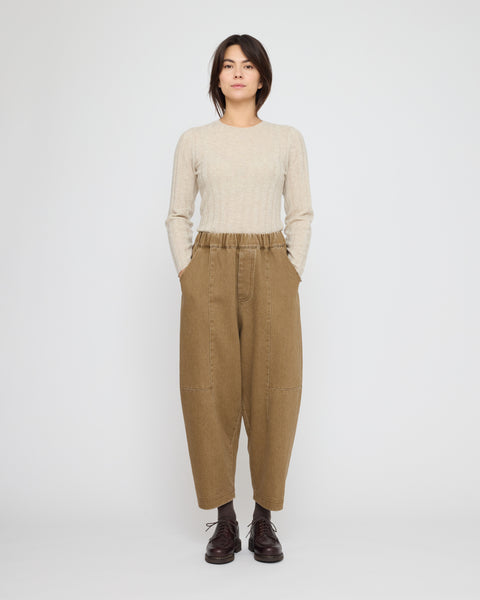 7115 Panel Barrel Leg Trousers | Washed Walnut