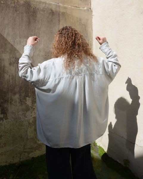 Frida zazou Washed Silk Frill Shirt | Pearl