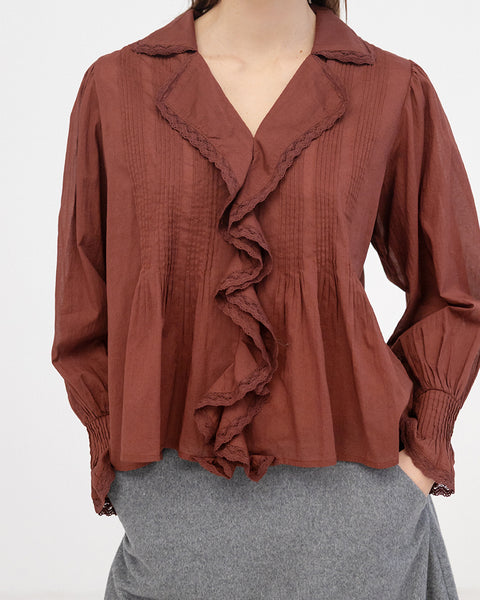 Project AJ117 Cotton Frill Top | Rust
