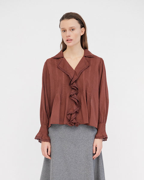 Project AJ117 Cotton Frill Top | Rust