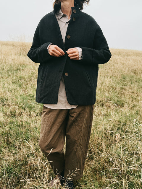 Frida Zazou Wool + Hemp Funnel Neck Jacket