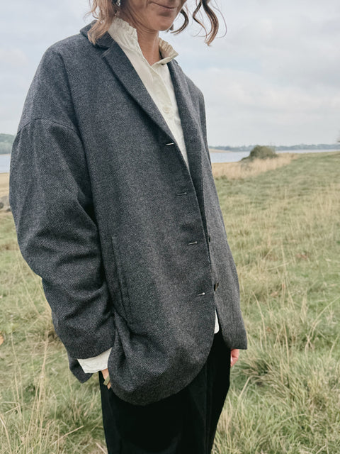 Frida Zazou Herringbone Cashmere Blazer