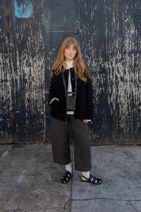Aequamente Crinkle Cotton Pants | Visone / Dark Olive