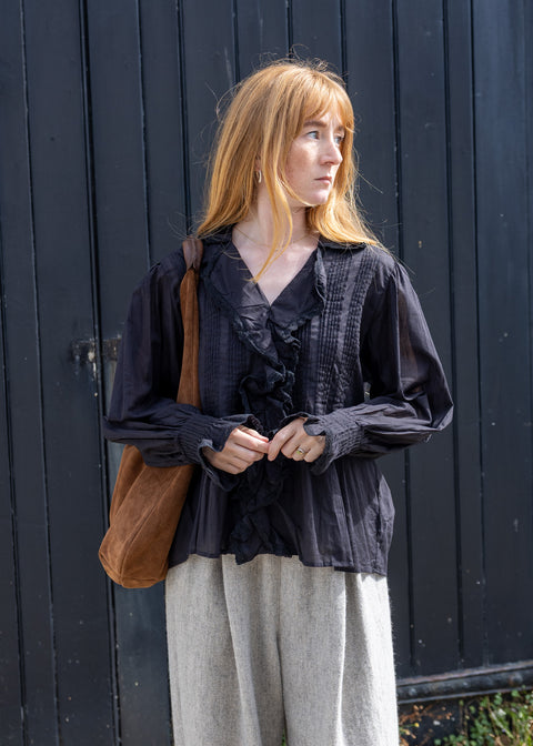 Project AJ117 Cotton Frill Top | Black