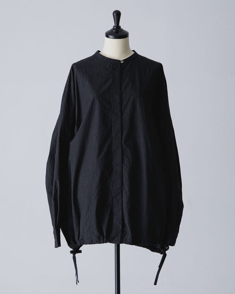 Kagure Oversized Cotton Drawstring Shirt | Black