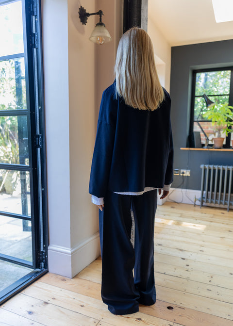 Labo.Art  Virgin Wool Wide Leg Trousers | Navy
