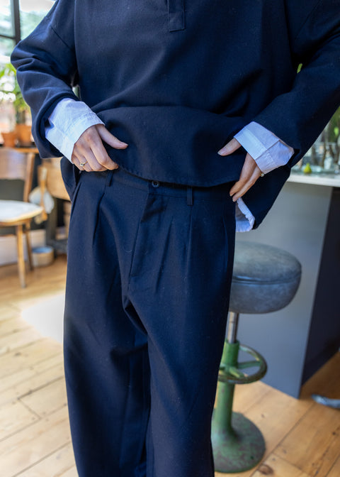 Labo.Art  Virgin Wool Wide Leg Trousers | Navy