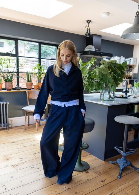 Labo.Art  Virgin Wool Wide Leg Trousers | Navy
