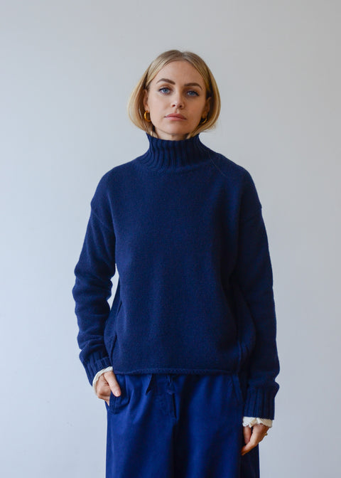 MJ.Watson High Neck Cashmere Pullover | Navy