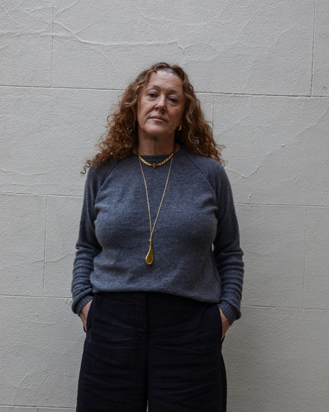 MJ Watson Silk / Cashmere Grey Round Neck Pullover