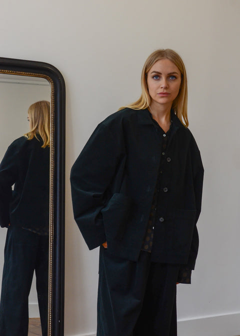 Muku Black Velvet Jacket With Pockets