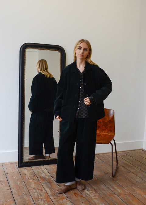 Muku Black Velvet Jacket With Pockets