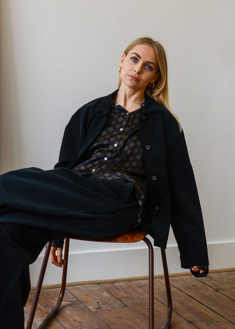 Muku Black Velvet Jacket With Pockets