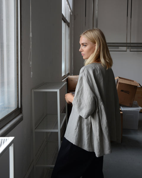 Muku Wide Textured Linen Top