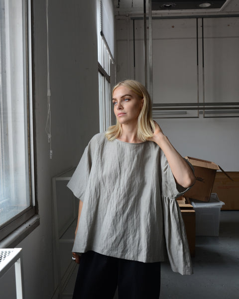 Muku Wide Textured Linen Top
