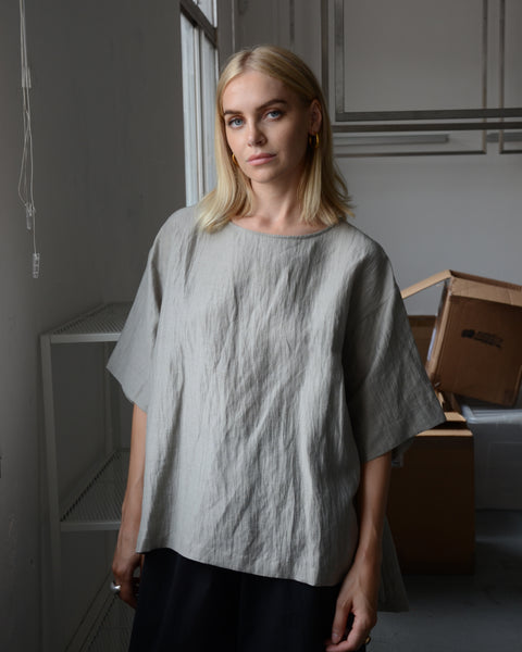 Muku Wide Textured Linen Top