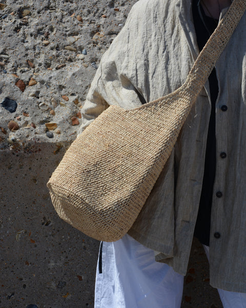 Natural Raffia Cross-Body Bag