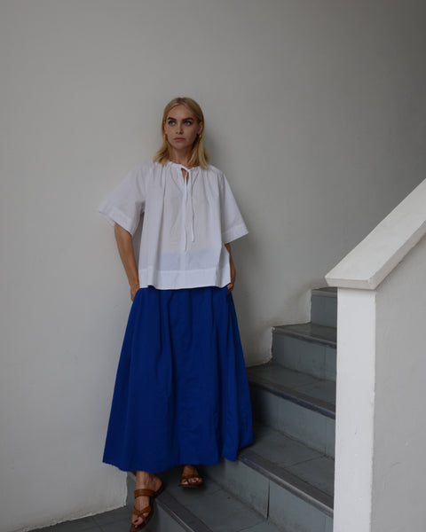 Aequamente Blue Cotton Voile Full Skirt