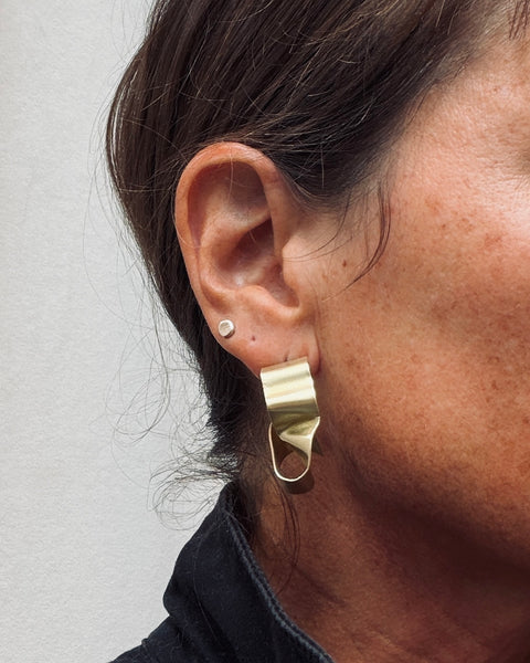 Crumpled Abstract Hoops | Brass