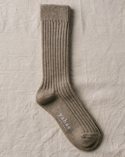Organic Cotton Yak Ribbed Socks | Soft Green