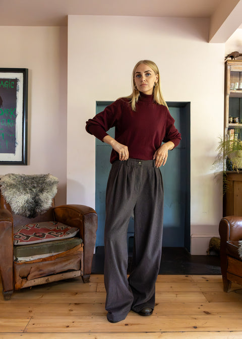 Project AJ117 High Neck Knit Top | Burgundy