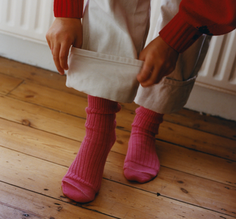 pink wool rib socks