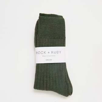 Mens Moss Wool Ribbed Sock