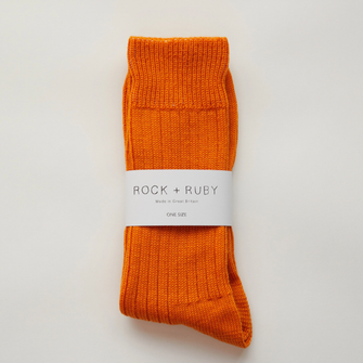 Mens Orange Wool Ribbed Sock