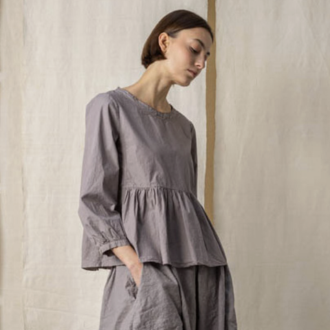 Aequamente Mauve Crunchy Cotton Frill Top