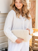 Cream Sheepskin Clutch Bag